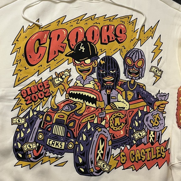 Crooks & Castles Hoodie Mens Medium Oversize Robbing Hotrod Graphic 2000s‎ - Picture 3 of 16